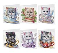 Ensemble de 6 cartes de vœux en peinture de diamants, cartes DIY avec mosaïque de diamants, cartes faites main avec strass pour anniversaires, Thanksgiving, fêtes