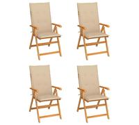 Ensemble de 6 chaises pliantes en teck massif avec coussins noirs vidaXL