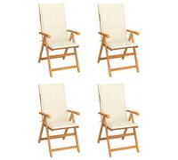 Ensemble de 6 chaises pliantes en teck massif avec coussins noirs vidaXL