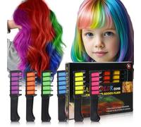 Ensemble de 6 couleurs de craies pour cheveux, colorant temporaire lavable, ensemble de craies pour cheveux sûr et non toxique, brosse colorée portable, kit de coloration pour Halloween Noël