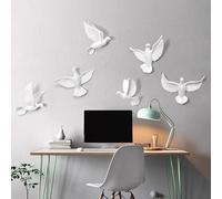 Ensemble de 6 décorations murales de colombes, décoration Murale Suspendue de colombes de Sculpture d'oiseau Volant pour la Chambre à Coucher, Le Salon, l'église (Color : White)