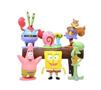 Ensemble de 6 Figurines Bob l'Éponge - Collection Personnages de Bikini Bottom - Jouet Enfant & Fan - Idée Cadeau Anniversaire