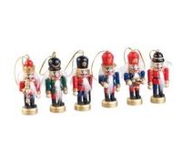 Ensemble de 6 figurines en bois Casse-Noisette pour sapin de Noël G