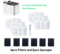 Ensemble de 6 filtres et 6 éponges, accessoires de remplacement pour fontaine à eau pour chat, compatible avec le distributeur d'eau automatique sans fil PETKIT EVERSWEET MAX 3L 6filters-6sponges