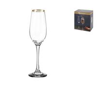 Ensemble De 6 Flûtes Amber En Verre Transparent Bord Doré Pasabahce