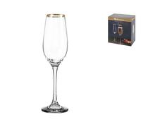 Ensemble De 6 Flûtes Amber En Verre Transparent Bord Doré Pasabahce