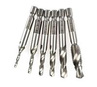 Ensemble de 6 forets à tarauder métriques filetage M3-M10, mèches combinées HSS tige hexagonale(HSS Combination)