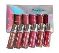Ensemble de 6 gloss liquides scintillants, rouge à lèvres brillant longue tenue et hydratant, ensemble de gloss brillants et scintillants repulpants, kit de maquillage pour des lèvres douces
