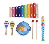 Ensemble de 6 Jouets pour Instruments de Musique Boxiki Kids. Comprend des Baguettes, des shakers, Un Tambourin et des Maracas pour Les Enfants