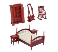 Ensemble de 6 maisons de poupée à l'échelle 1/12 - En bois réaliste - Table de chevet rétro - Accessoires de meubles