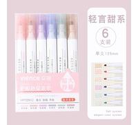 Ensemble De 6 Marqueurs De Couleur Macaron Morandi, Surligneur De Grande Capacit?, Stylo Fluorescent Pour Album Photo Et Journal, Papeterie Pour ?Tudiant, Diy Bricolage