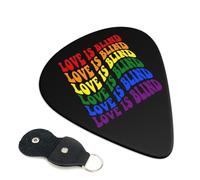 Ensemble de 6 médiators arc-en-ciel « Love Is Blind » LGBT Gay Pride avec étui de rangement, compatibles avec guitares électriques et acoustiques, 0,71 mm