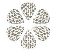 Ensemble de 6 médiators classiques en celluloïd, motifs de fleurs sauvages et de cactus, pour mandoline, basse et guitare acoustique, choix des musiciens, largeur 0,46-0,96 mm.