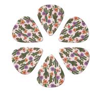 Ensemble de 6 médiators en celluloïd tendance, motif cactus, pour basse, mandoline et guitare acoustique, épaisseurs variées : 0,46 mm/0,71 mm/0,96 mm