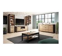 Ensemble de 6 meubles de salon collection BOWIE - PRICE FACTORY - Chêne et noir - Contemporain - Design - Salon