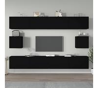 Ensemble de 6 meubles TV modernes noirs pour le rangement et l'organisation du salon