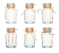 Ensemble de 6 Mini Vases en Verre Vintage, Vases de Table pour Décoration, Bouteilles de Décor Miniature, Petits Vases à Fleurs pour Décoration de Table de Mariage (Ronde-A)
