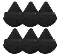 Ensemble de 6 nappes triangulaires douces lavables en velours pour maquillage, poudre, fond de teint cosmétique, outil de maquillage pour sec et humide, noir