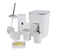 Ensemble de 6 organiseurs de salle de bain avec gobelet à brosse à dents hydraulique, poubelle, brosse de nettoyage, durable, support de brosse de toilette essentiel pour salle de bain