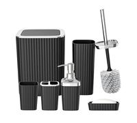 Ensemble de 6 organiseurs de salle de bain avec gobelet à brosse à dents hydraulique, poubelle, brosse de nettoyage, durable, support de brosse de toilette essentiel pour salle de bain