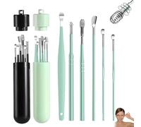 Ensemble De 6 Outils Pour L'extraction Du Cérumen Avec Tube De Rangement, Ensemble De 6 Outils De Massage Et De Nettoyage Des Oreilles En Spirale En Acier Inoxydable (Noir + Vert)