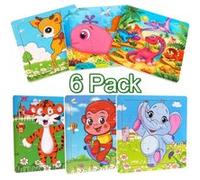 Ensemble de 6 pack Puzzle en Bois Animaux 9 mini Pièces pour Les Enfants de 2 à 5 Ans - 2WINDEAL G