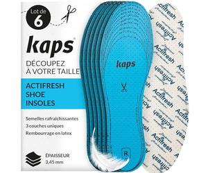 Ensemble de 6 Paires de Semelles de Chaussures Hygiéniques Actifresh avec Technologie Antibactérienne Suisse de Sanitized, Fabriqué en Europe, Coupé pour S'adapter, Kaps