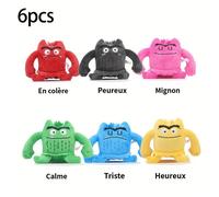 Ensemble de 6 peluches monstres émotionnels -Décorations d'anniversaire ou de vacances pour enfants de 3 ans et plus