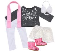 Ensemble de 6 pi ces avec jupe pull et accessoires pour poup es de 18 pouces de Sophia, gris et blanc