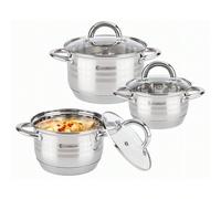 Ensemble de 6 pièces de batterie de cuisine à induction, casserole en acier inoxydable 7 couches, ensemble de 3 casseroles avec couvercles, pour tous les types de cuisinières Zestaw 3 małych garnków z