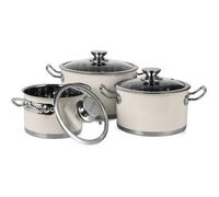 ENSEMBLE DE 6 PIÈCES DE COCOTTES RÉTRO EN ACIER INOXYDABLE - CRÈME