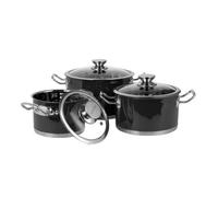 ENSEMBLE DE 6 PIÈCES DE COCOTTES RÉTRO EN ACIER INOXYDABLE - NOIR