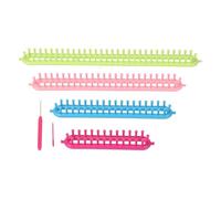 Ensemble de 6 pièces de tricot long, kit de métiers à tisser rectangulaires en plastique avec aiguille à crochet, outils de fabrication de chapeaux d'écharpe DIY pour débutants et