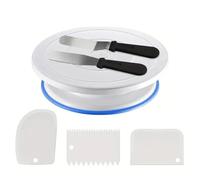 Ensemble de 6 pièces for plateau tournant antidérapant à gâteaux - Support rotatif avec 3 racloirs, 2 spatules et outils décoration Kit pâtisserie professionnel