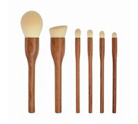 Ensemble de 6 pinceaux de maquillage en bois de santal, pinceau à poudre libre
