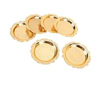 Ensemble de 6 Plateaux Dorés Sculptés à la Main, Assiettes Métalliques élégantes, pour Apéritifs et Desserts, 3.54 Pouces, pour Festivals et Pendaisons de Crémaillère