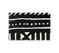 Ensemble de 6 Sets de Table africains en Tissu bogolan Noir et Blanc - Sets de Table résistants à la Chaleur pour la Cuisine | 30 x 45 cm
