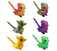 Ensemble de 6 sifflets en céramique d'oiseaux, sifflets d'eau pour oiseaux, figurines d'animaux articulés en PVC, accessoire musical créatif en 3D, cadeau de collection pour passionnés