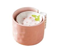 Ensemble de 6 soucoupes à tremper en céramique à la fraise avec bocal de rangement, jolis bols à condiments for fondue chinoise, sauce soja et vinaigre