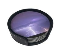 Ensemble de 6 sous-Verres « Orage éclair » avec Support, Protection de Bureau adaptée à Tous Types de Tasses.
