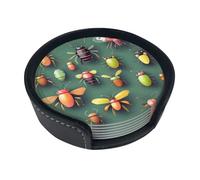 Ensemble de 6 sous-Verres Ronds à Motif d'atlas des Insectes, Parfaits pour décorer la Cuisine ou Une Table Basse.