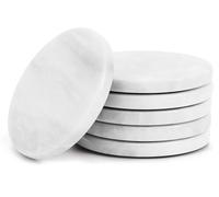 Ensemble de 6 sous-Verres Ronds en marbre Blanc Faits Main de 9 cm pour Tasse à café, Verre et Boissons