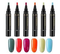Ensemble De 6 Stylos Pour Vernis À Ongles - Sans Stylos Pour Vernis Gel UV, Couche De Finition De Couleur De Base 3 En 1 Pour Manucure Domestique Et Professionnelle, Stylo Pour - Design