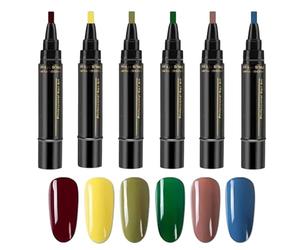 Ensemble De 6 Stylos Pour Vernis À Ongles - Sans Stylos Pour Vernis Gel UV, Couche De Finition De Couleur De Base 3 En 1 Pour Manucure Domestique Et Professionnelle, Stylo Pour - Design