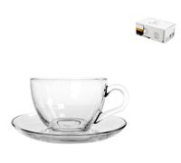 Ensemble De 6 Tasses À Café Avec Soucoupe En Verre Marque Pasabahce Modèle Basic