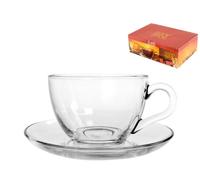 Ensemble De 6 Tasses À Thé Avec Assiette En Verre Marque PASABAHCE Modèle Basic