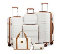 Ensemble de 6 valises léger en ABS - Valises à 4 roues avec serrure à combinaison TSA incluant des valises trolley de 20", 24" et 28", un vanity case de 12", un sac de voyage et un sac de toilette pou