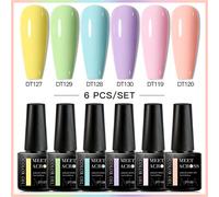 Ensemble de 6 vernis à ongles en gel, ensemble de vernis à ongles rose bleu pour l'été, vernis à ongles de couleur macaron, gel semi-permanent pour ongles, trempage et détachement, vernis à ongles UV/
