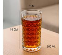 Ensemble de 6 verres à eau minimalistes en verre transparent, adaptés à un usage domestique, tasses à café, verres à jus, verres à whisky, verres à boissons texturés à bords droits, plusieurs tailles 