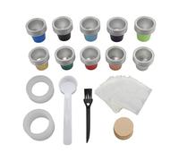 Ensemble de 60 Dosettes de café Jetables, Pratiques dans la Conception, Capsules avec Couvercles en Aluminium, Papier Filtre, Cuillère et Brosse pour Cafetière